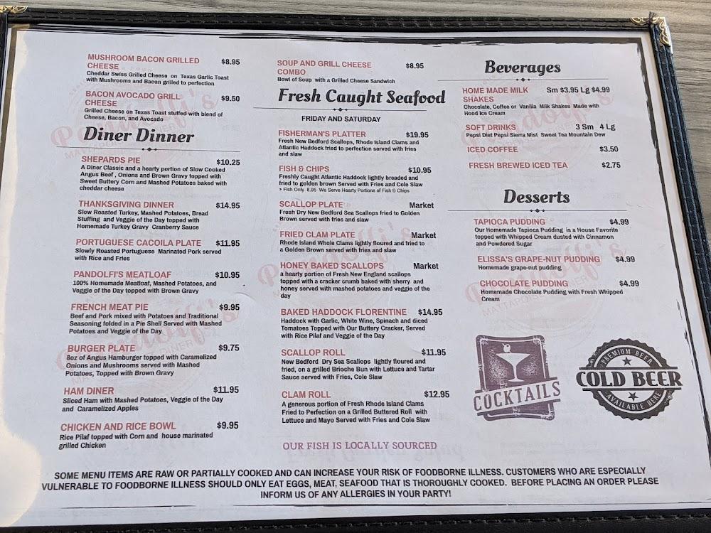 Pandolfi's Mattapoisett Diner Menu image 2